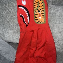 RED NON ZIP BAPE HOODIE
