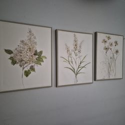 3pc. Canvas Flower Art Ensemble