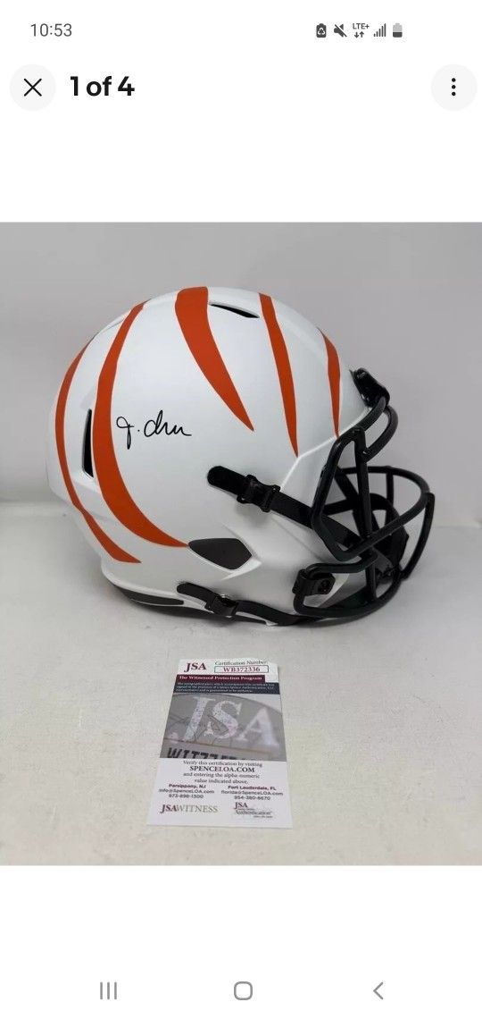 Cincinnati Bengals Jmarr Chase Autographed Full Size Replica Helmet