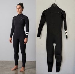 Hurley Womens Size 4 Advantage Plus 3/2mm Chest Zip Fullsuit Wetsuit Black Surf