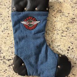 Vintage Harley Davidson Motorcycles Denim Christmas Stocking  