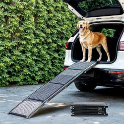 Portable Pet Stair Ramp with Nonslip Rug Surface,