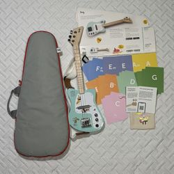 Loog Mini Electric Guitar, Gig bag, strap, 2 picks, and chord flashcards