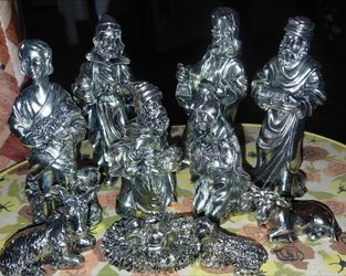 11 Pc Christmas Nativity International Silver Co Creche Figurines