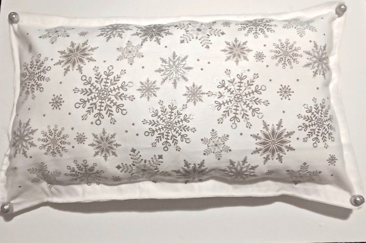 Silver & White Handmade Throw Pillow Super Soft