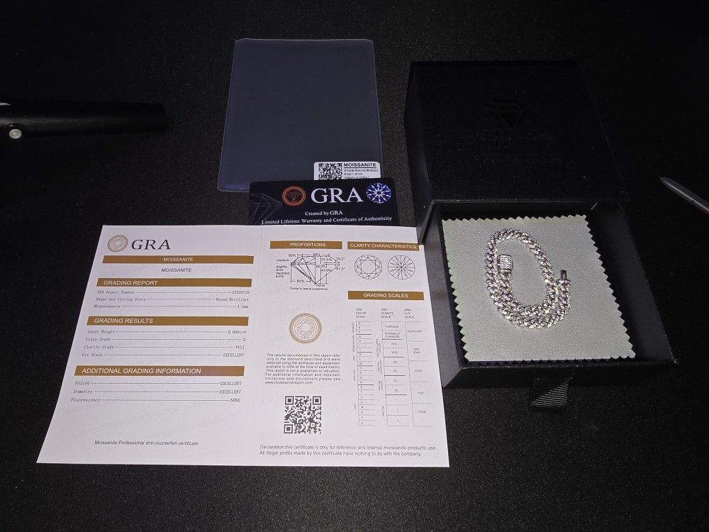 Moissanite Cuban Link Bracelet (6mm- 7.5 inch) 18k white gold plated s925 silver