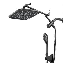 12 Inch Coverage High Pressure Rain Shower Head Combo with Adjustable Extension Arm, Wide Rainfall & 5 Modes Handheld Showerhead, Dual Anti-Cl