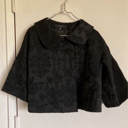 Nine West Short Black Brocade Cropped Jacket