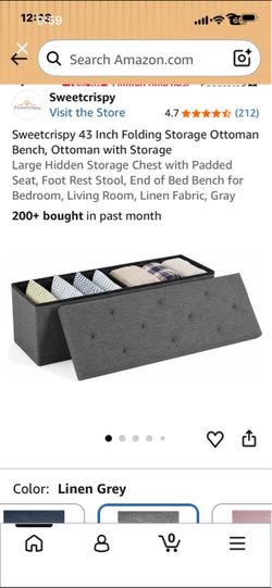 Sweetcrispy 43-Inch Folding Storage Ottoman Bench