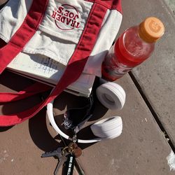 Red small tote Trader Joe’s bag