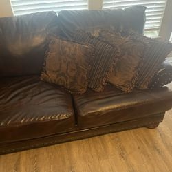 Brown Sofa and Loveseat
