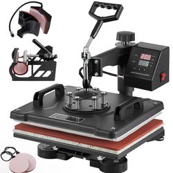 5 in 1 Heat Press Machine, 12x15 inch Swing Away Heat Press for Sublimation, T Shirt Pressing Machine Multifunction, Heat Press Transfer Machine Combo