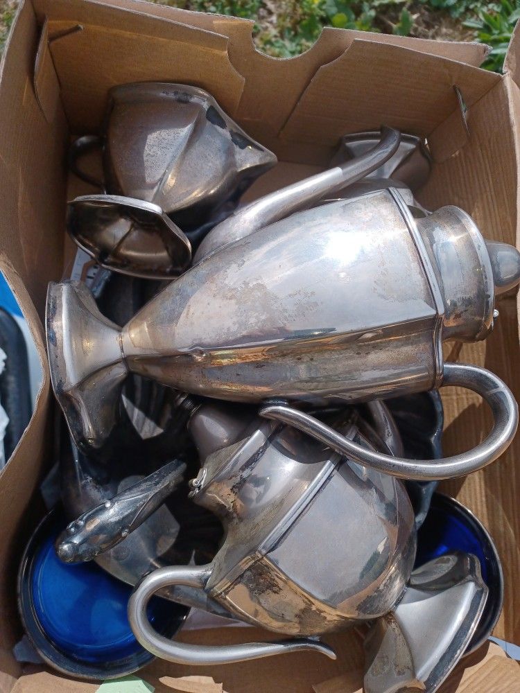 Old Silver Plate Collectibles Coffee Tea Set Coasters