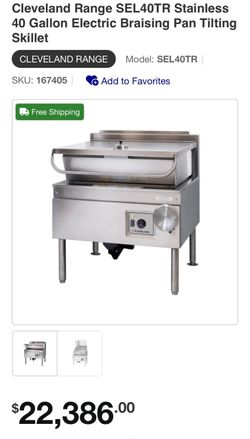 Cleveland Range SEL40TR 40-Gallon Electric Tilting Skillet