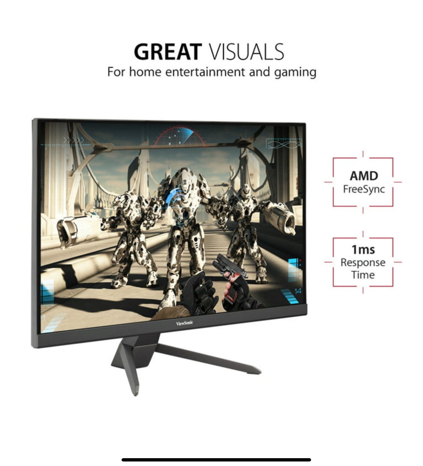 ViewSonic VX2267-MHD 22 Inch 1080p Gaming Monitor With 75Hz, 1ms, Ultra-Thin Bezels, FreeSync, Eye Care, HDMI, VGA, And DP