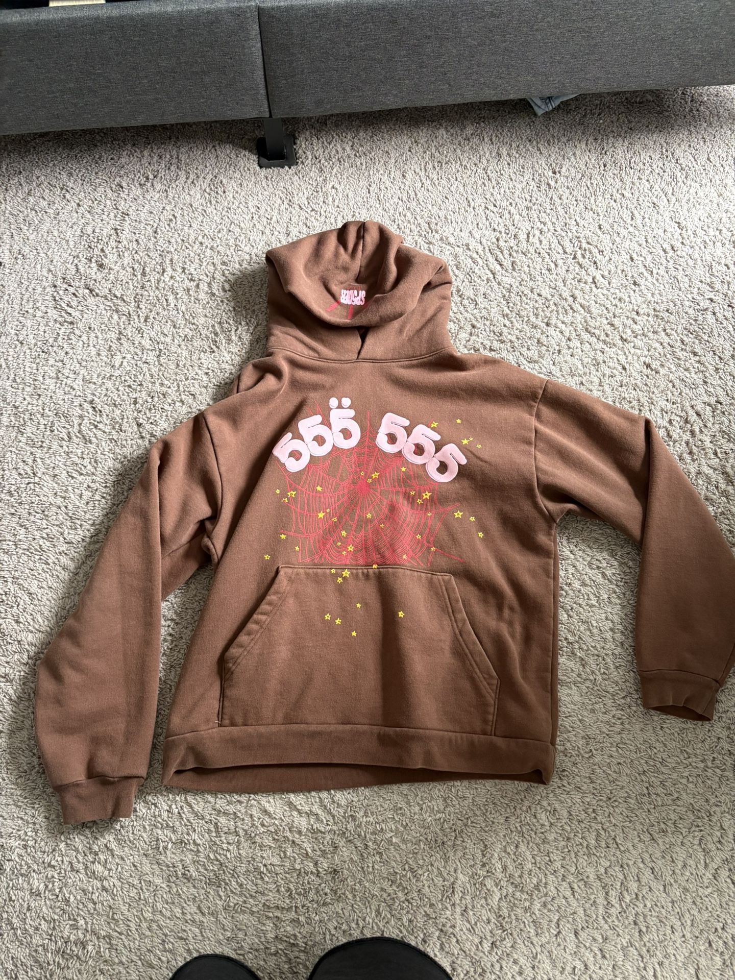 Sp5der Brown Web Hoodie