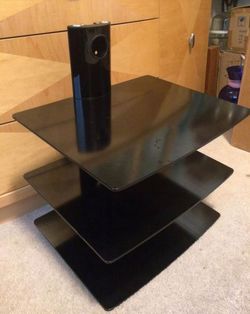 3 tier wall mount hanging black glass modern shelf heavy duty shelves entertainment center stand