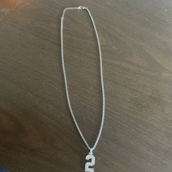 moissanite number 2 pendant rope chain