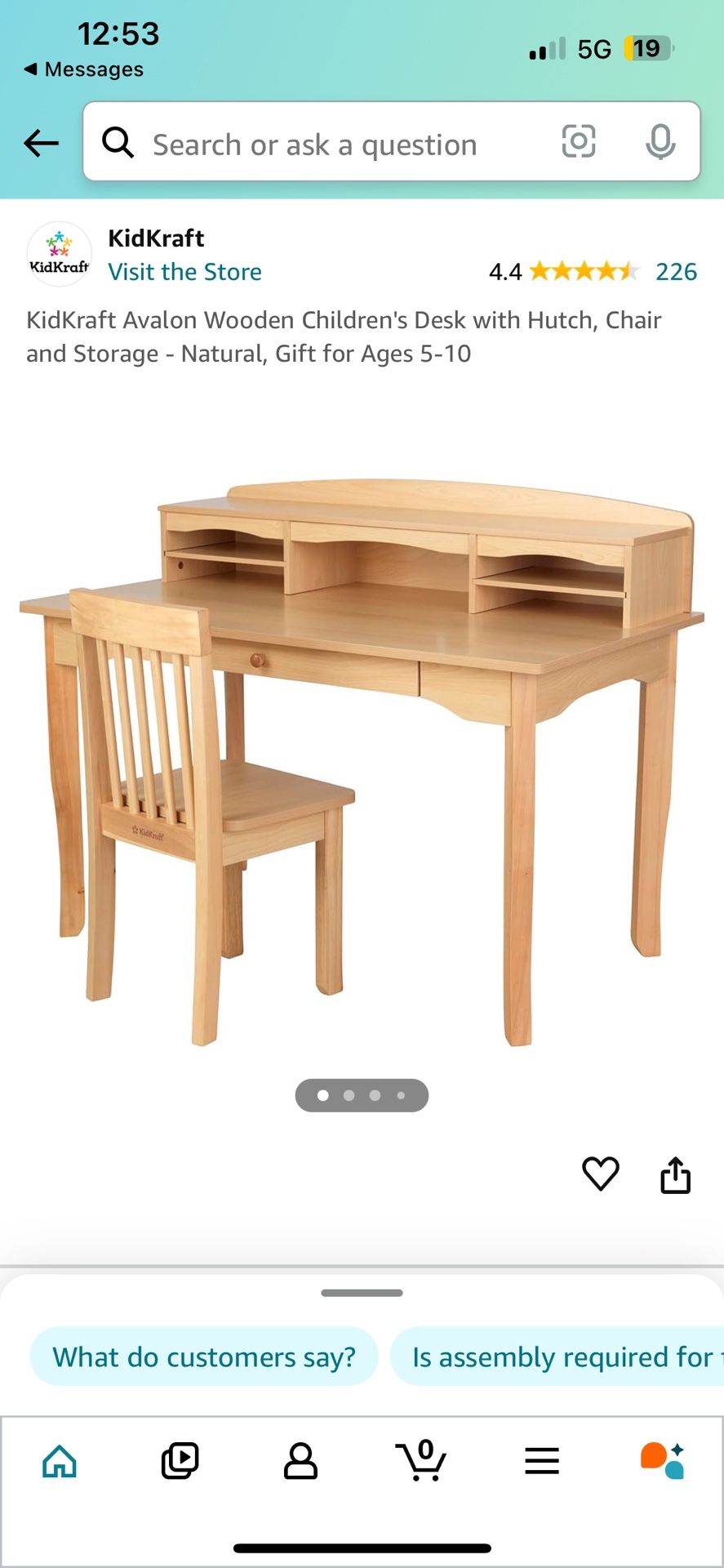 Kidkraft avalon desk with hutch and chair discount