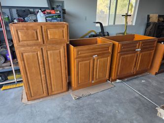 Cabinets, new vanity and wall