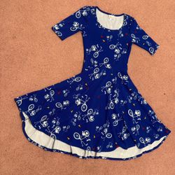 New Small blue retro vintage bicycle stretchy flair short dress