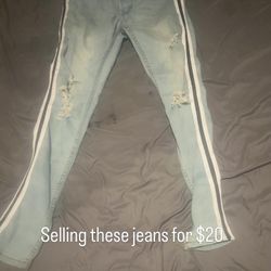 Blue Striped Jeans Size 30 