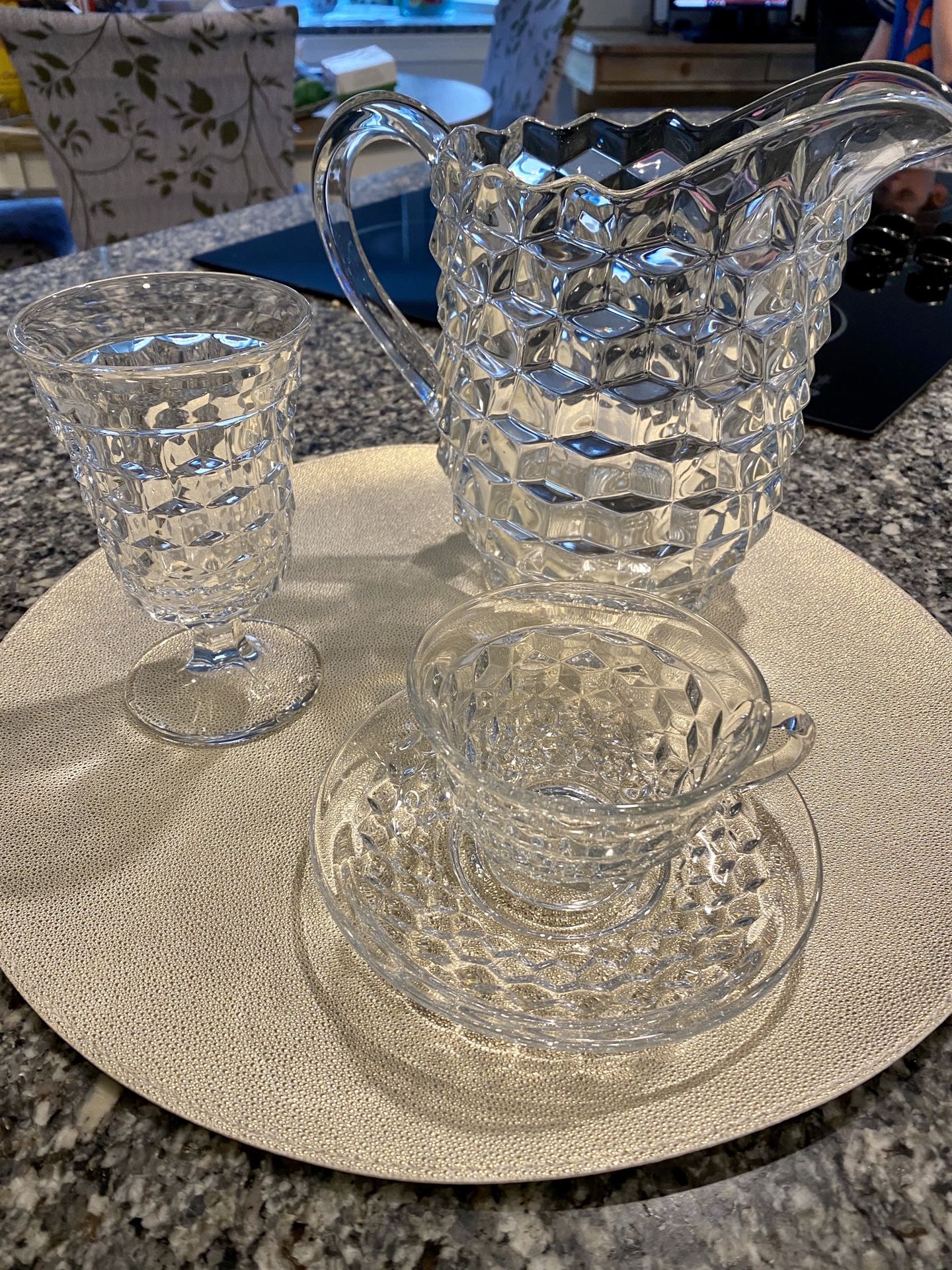 Set of crystal Fostoria dishes