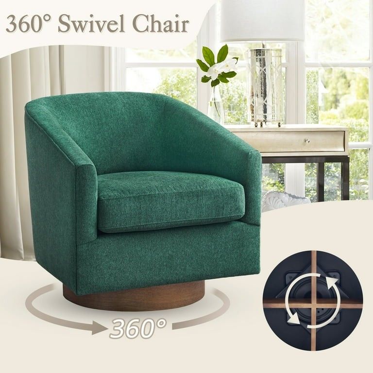 Curipeer Accent Chair,Modern Reclining Fabric Swivel Chair for Living Room,Green