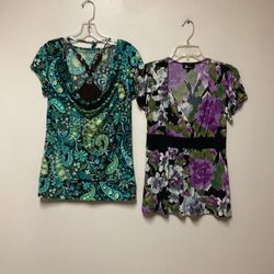 Women’s APT.9 Green paisley print & A B STUDIO Pink floral Polyester/spandex Tops Size Small $6 Each
