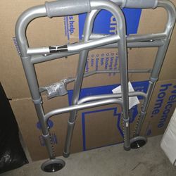 NEW Medline Folding Walker with Wheels – Never Used