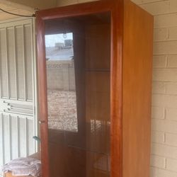 Two Door Stereo Or Pantry Cabinet Cherry Wood Finish
