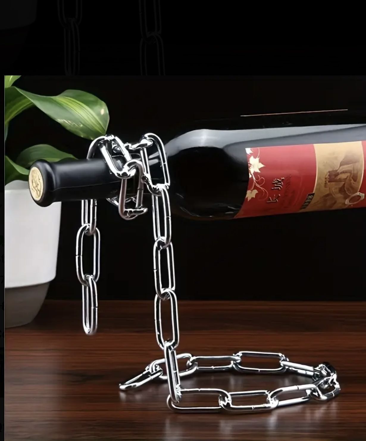 Elegant Chain Metal Wine Bottle Silver Chains Decoration