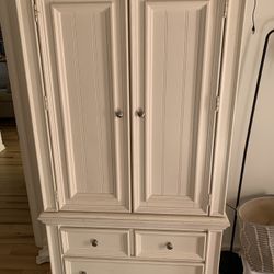 White Wood Armoire And Dresser