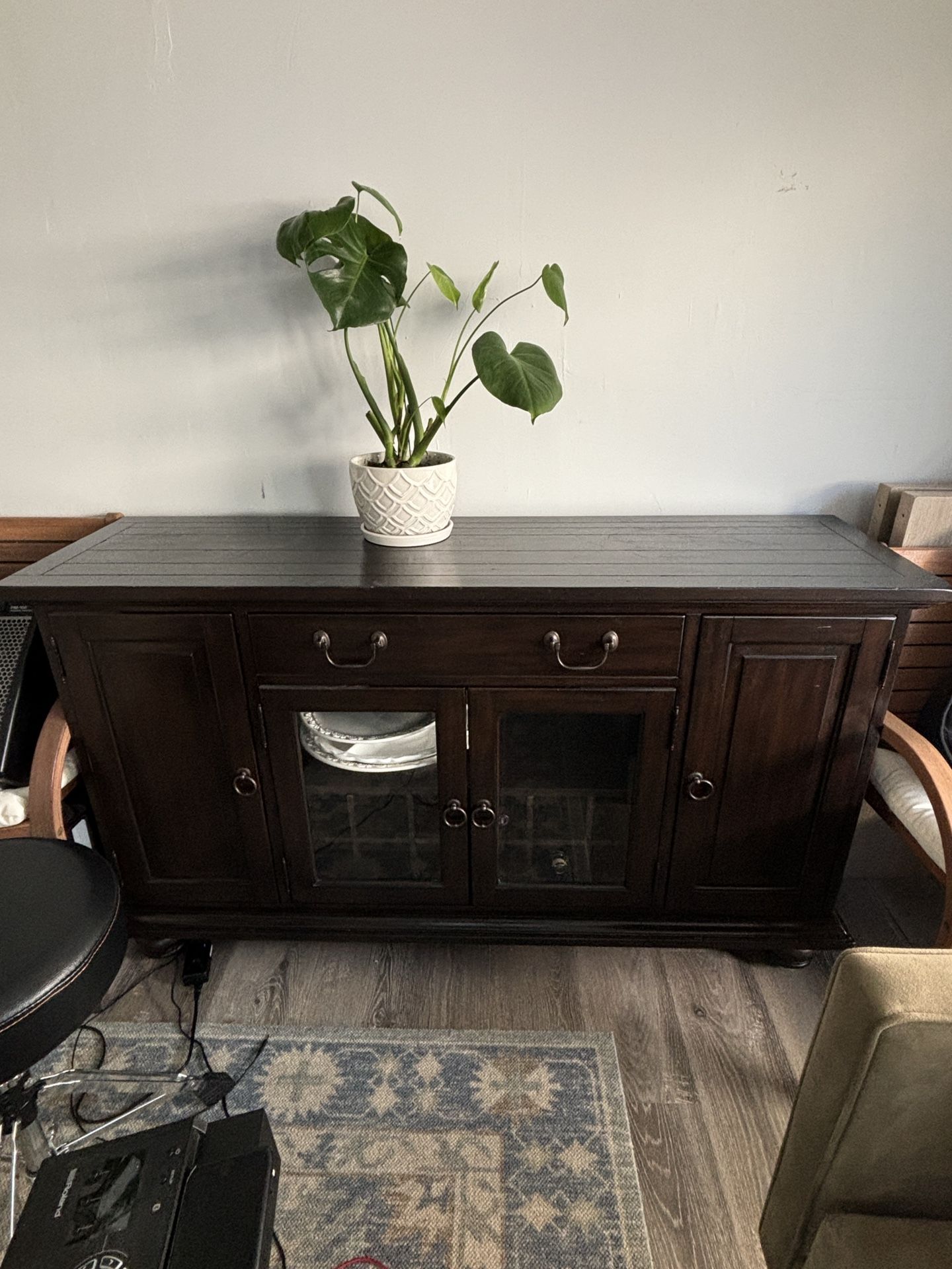 Wood Media Console Table