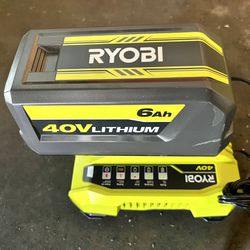 Ryobi 40V 6.0ah Battery & Fast Charger. 