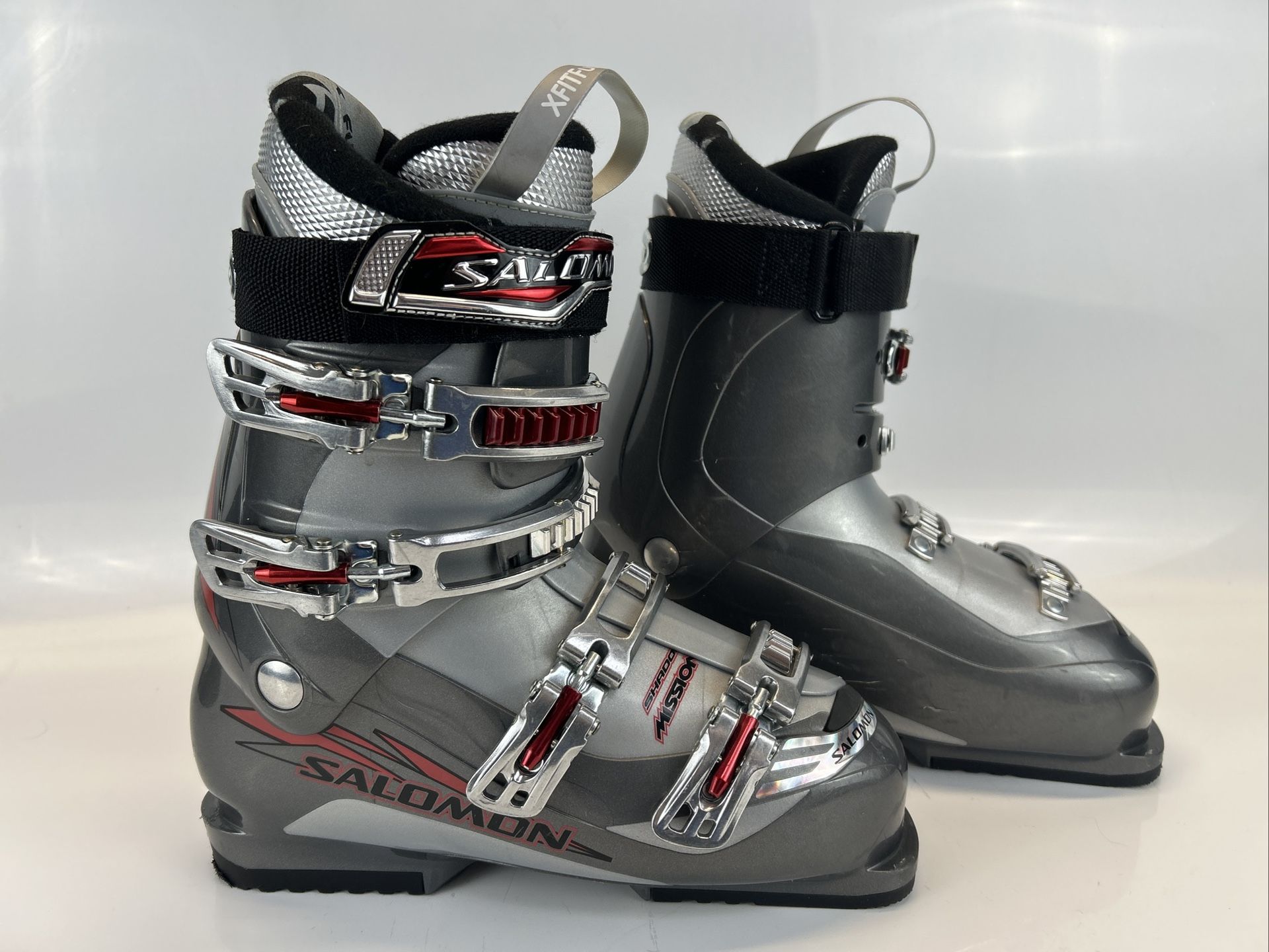 Salomon Shadow Mission Ski Boots Size 27–27.5 Mondo Gray/Red Good Shape