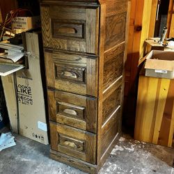 Vintage Solid Wood Mahogany File Filing Cabinet 