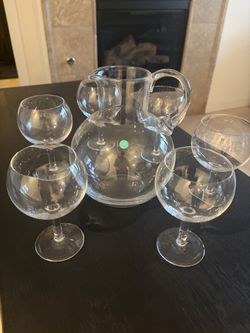 Tiffany and Co  Pitcher with 6 glasses
