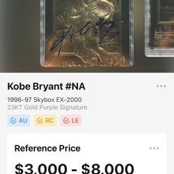 Kobe Bryant 1996-97 Rookie 23KT Gold purple Signature. 