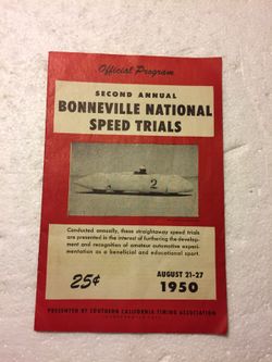 Original 1950 Bonneville National Speed Trials Program