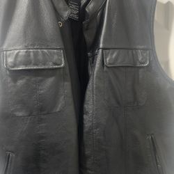 Harley-davidson Mens Black Leather Vest 