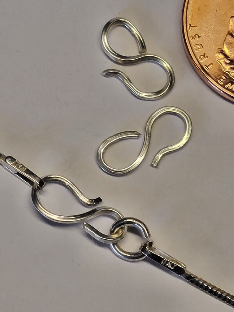 3pcs. S Hook Clasp Solid 925 Sterling Silver Upgrade Bracelet Necklace Or Anklet