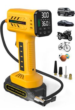 160 PSI Cordless Tire Inflator with 10,000mAh Battery & 12V DC, Auto Shut-Off Digital Display, Replaceable Hose
