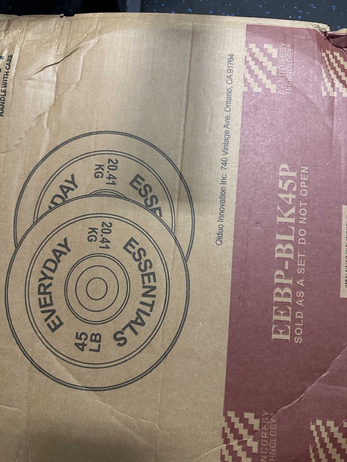 NEW IN BOX Colored Olympic Bumper Plate Weight Plates set 45 lb pounds - less than $1.33 per pound