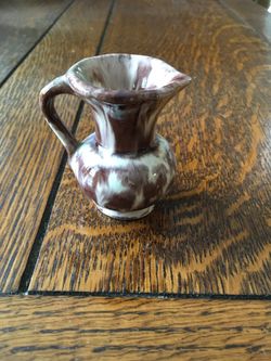 Small Vintage English Lustreware Jug, 2-3/4" — Mottled Pink & Grey Glaze