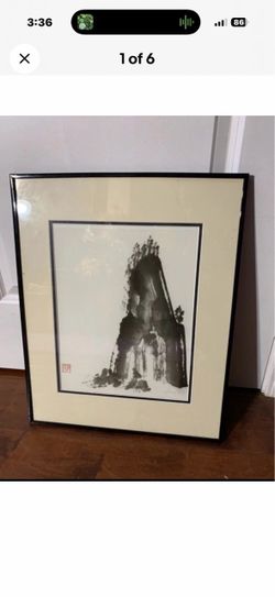 Yvonne Palka Signed Original Sumi-e Northwest Coast Ink Painting Framed
