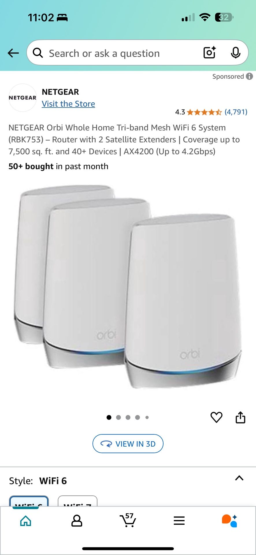 ORBI Netgear 750 WiFi Router With 3 Satellites
