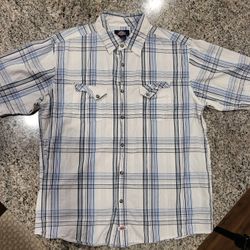 👕 Dickies Men’s Short-Sleeve Plaid Button-Up – Size L