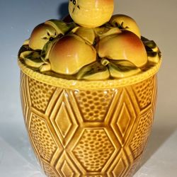 MAURICE CERAMICS of California Fruit Cookie Jar Pear Motif 1950s Mid Century Ceramics