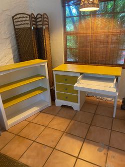 Desk and shelves